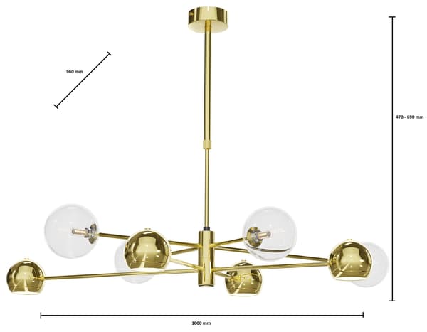 MOKA Lysekrone Guld Transparent