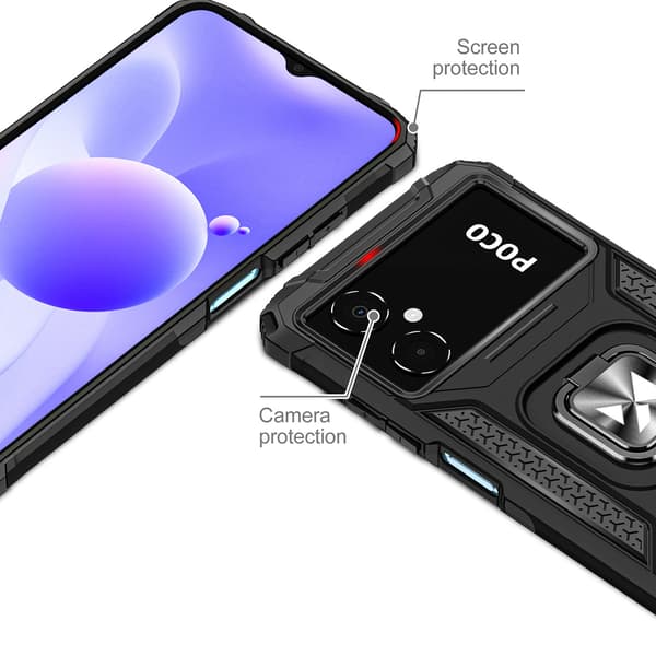 Pansret cover til Samsung Galaxy A03 magnetisk holder Ring Armor sort