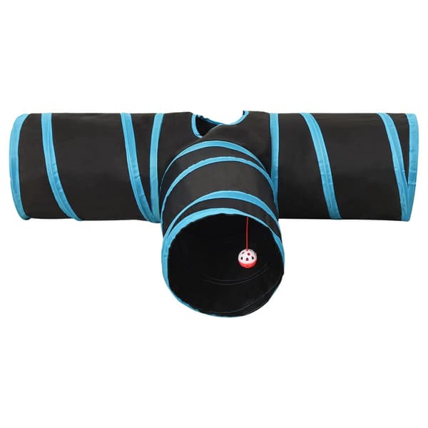 vidaXL tresidet kattetunnel sort og blå 90 cm polyester