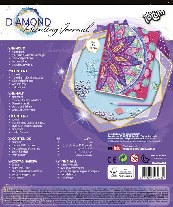 Diamant notesbog, broderi, mosaik, mandala
