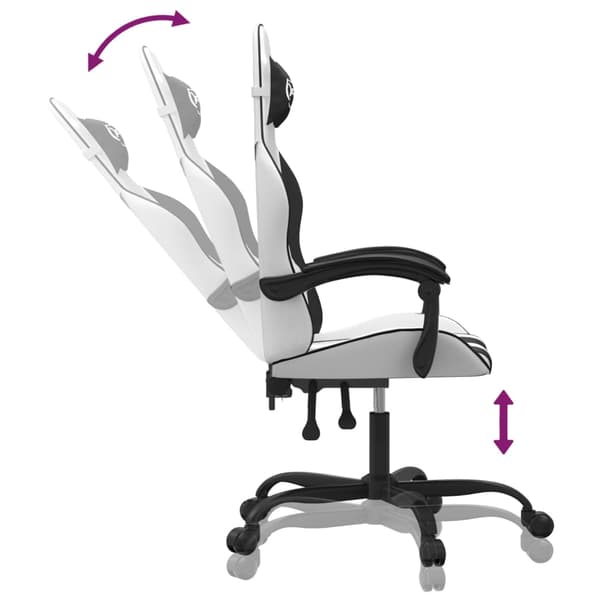 vidaXL gamingstol, sort og hvid, kunstlæder
