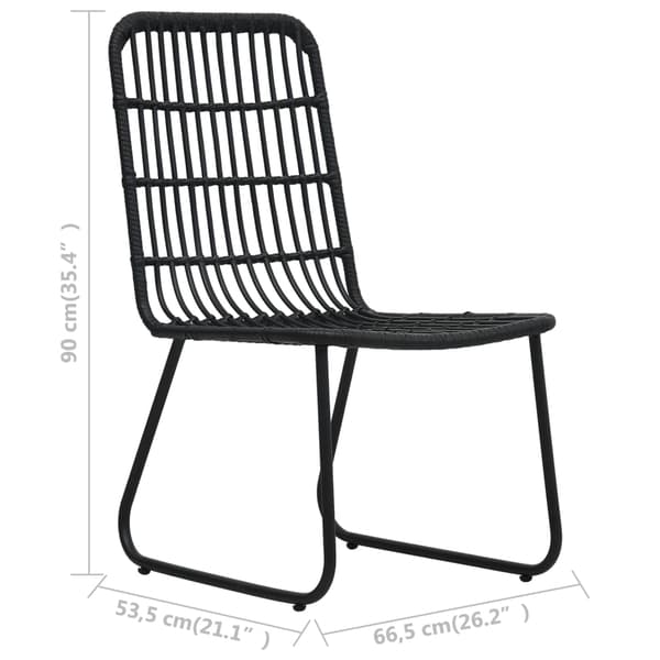 vidaXL 3-delt bistrosæt, PE-rattan, sort