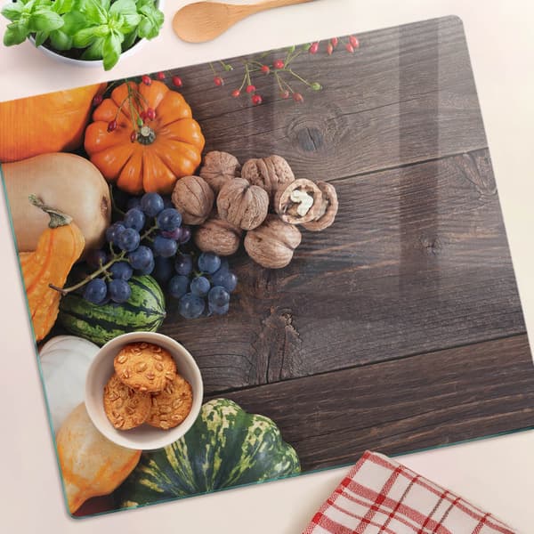 Dekorativ glastavle med grafik til servering af snacks og græskar 60x52 cm