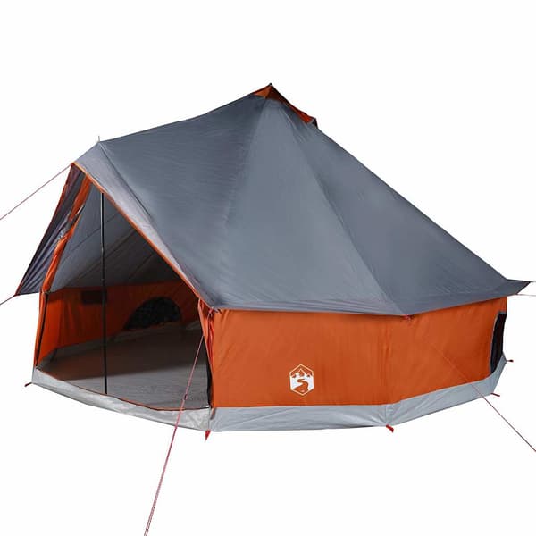 vidaXL 8 hengen tipi-perheteltta, harmaa ja oranssi, vedenpitävä