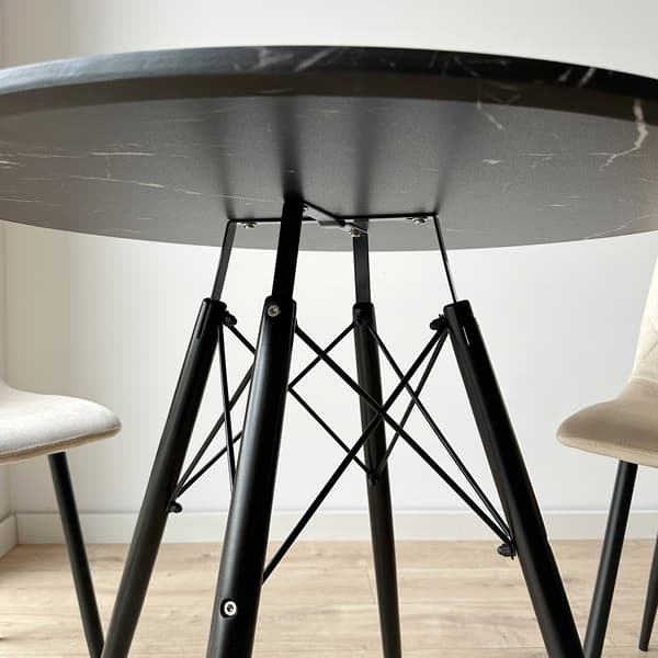 PARIS BLACK DTW rundt bord 80 cm sort marmor
