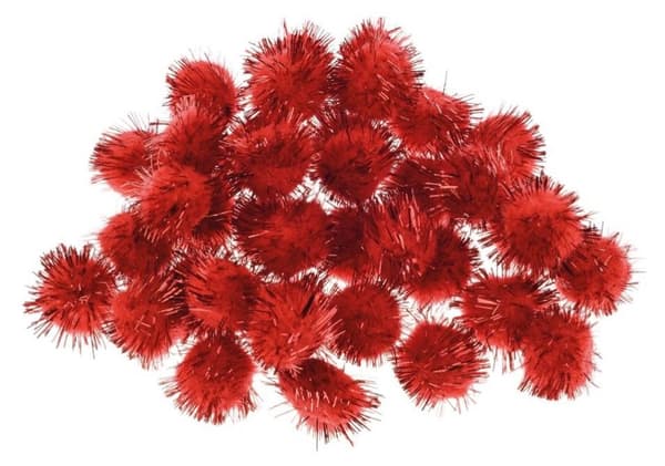 Metalliske røde pomponer 2 cm 40 stk.