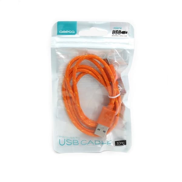 OMEGA KANGASPUNOTU MICRO-USB-USB-KAAPELI 1M ORANSSI [42318]