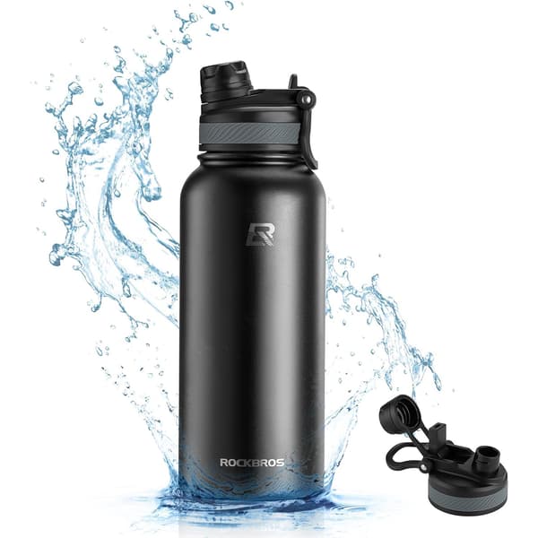 Cykelflaske, termoflaske til drikkevarer, rustfrit stål, 530ml - sort