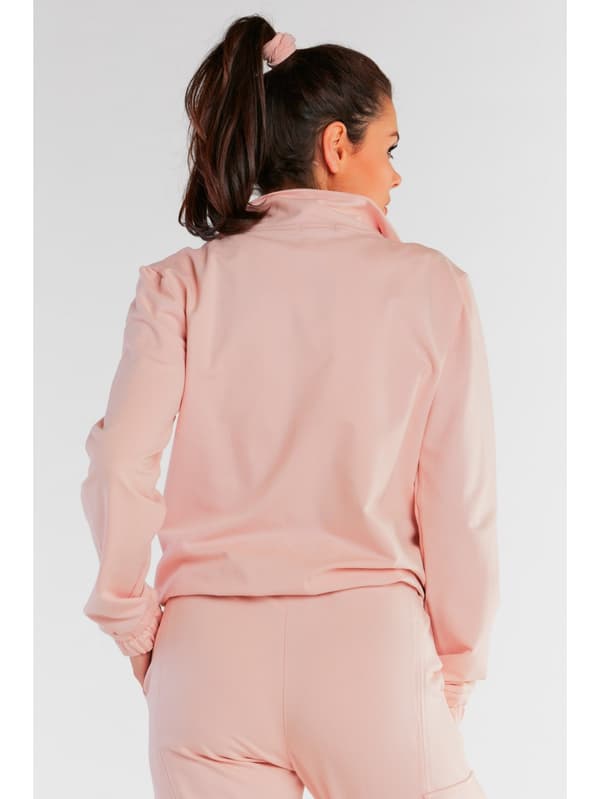 Bomullströja med dragkedja, rosa L/XL