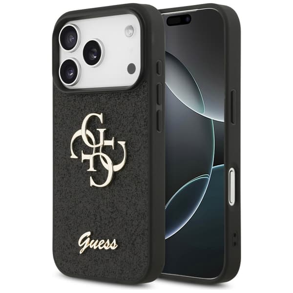 Guess Fixed Glitter Big 4G cover til iPhone 17 Pro, sort