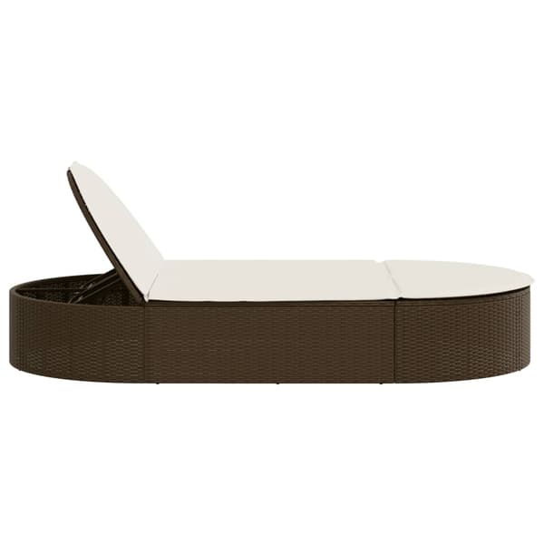 vidaXL dobbelt dagseng med hynder, brun, polyrattan