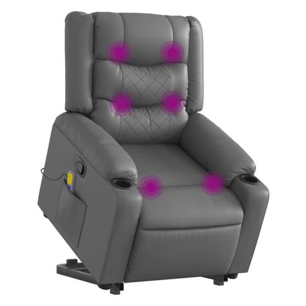 vidaXL Lyftbar massagefåtölj, grå, konstläder