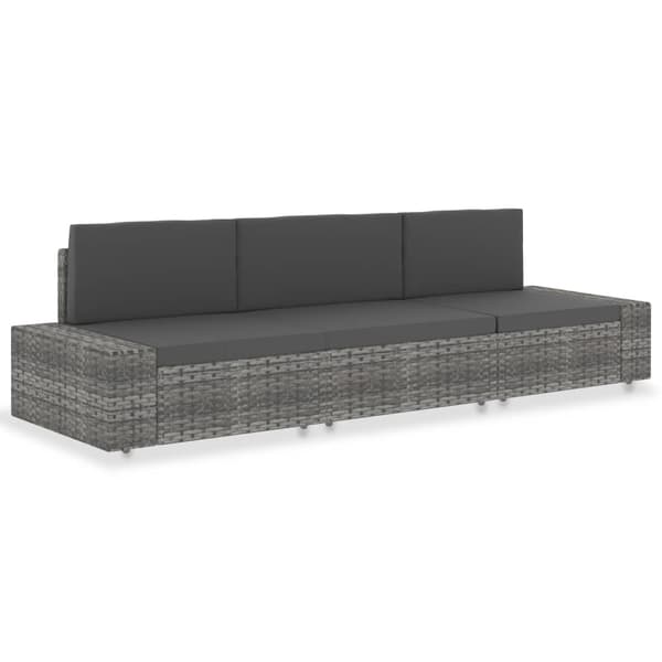 vidaXL 3-istuttava modulaarinen sohva, PE-rottinki, harmaa