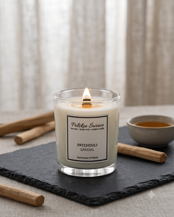 Sojalys med trævæge + PATCHOULI SANDAL