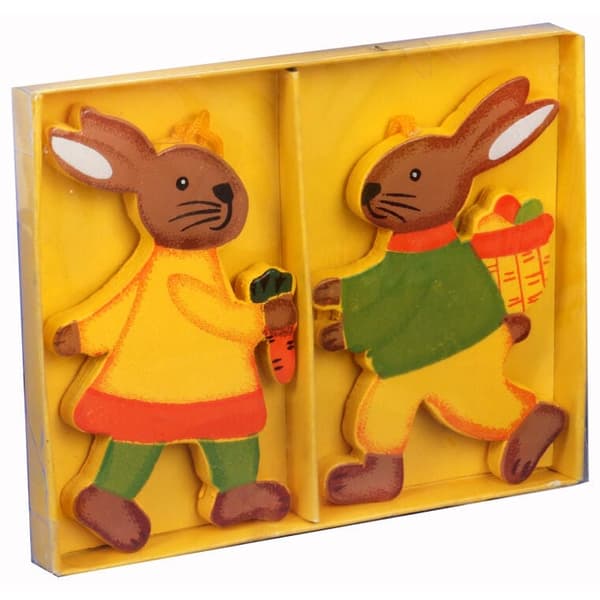 Trähängen med vårhare, 2 stycken, 7 cm, orange