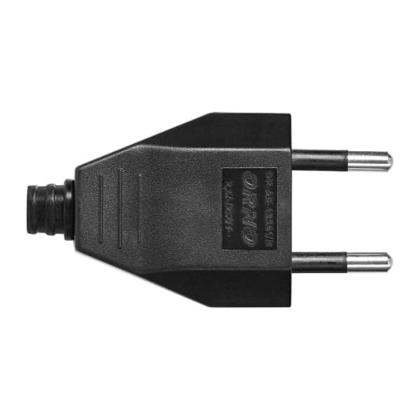 Fladt stik uden jordforbindelse 2,5A 250V sort 1 stk.