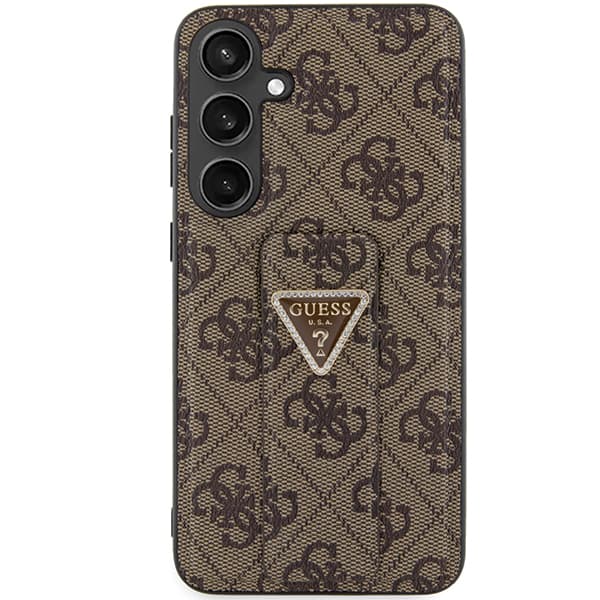Guess Grip Stand 4G Triangle Strass-etui til Galaxy S24, brun/brun