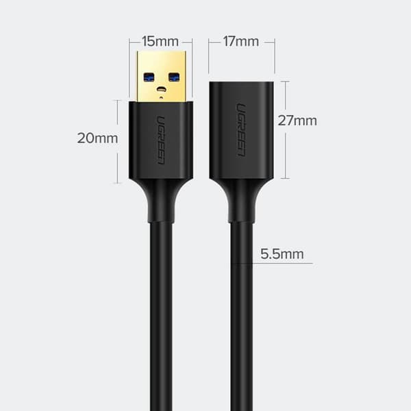 USB-A 3.0 5Gb/s forlængerkabeladapter 0,5m sort