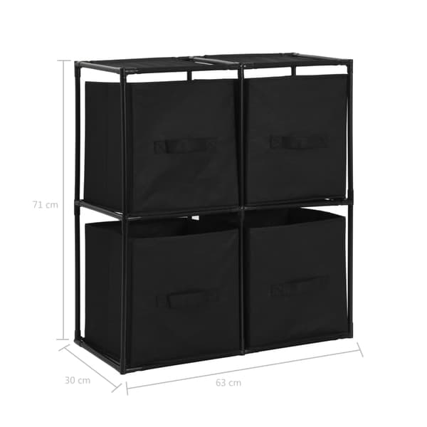 vidaXL Kaappi 4 kangaskorilla musta 63x30x71 cm teräs