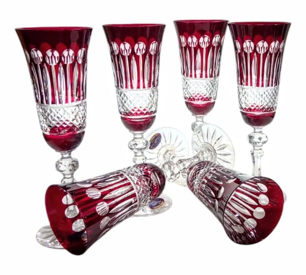 Rubin krystal champagneglas 150 ml franske