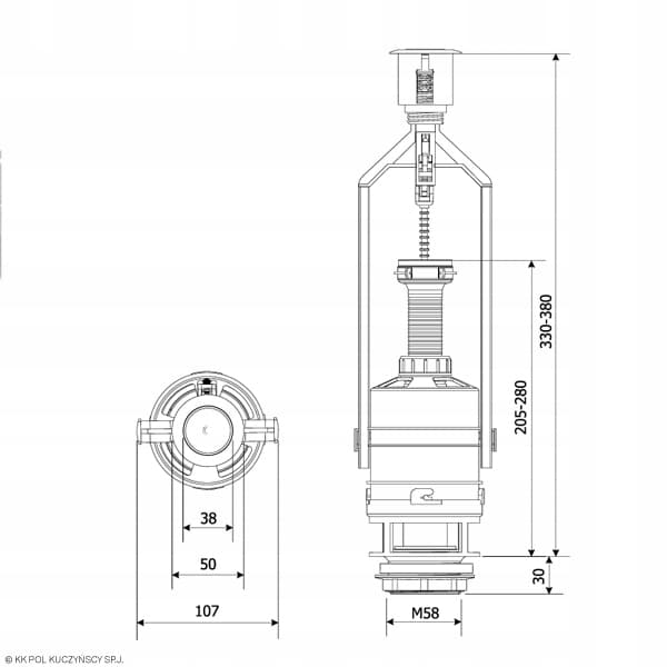Afløbsventil med stopfunktion Compact Universal ZSB/210
