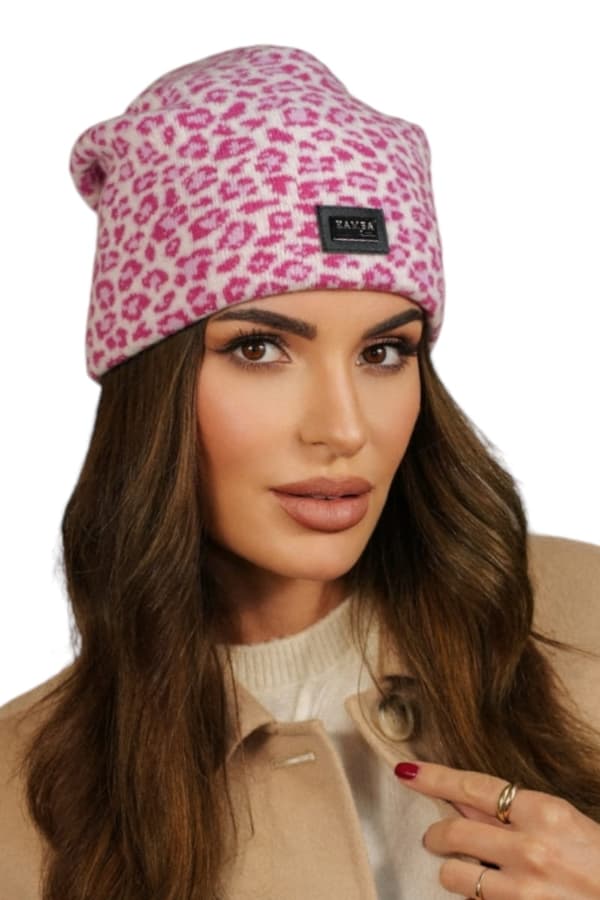 Leopardmössa i ull med logotyp, ecrufärgad, Panji
