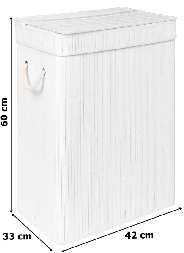 SOREN 80L tvättkorg i bambu med lock, vit