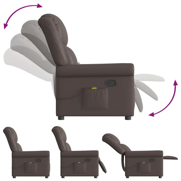 vidaXL massagestol, brun, blank kunstlæder