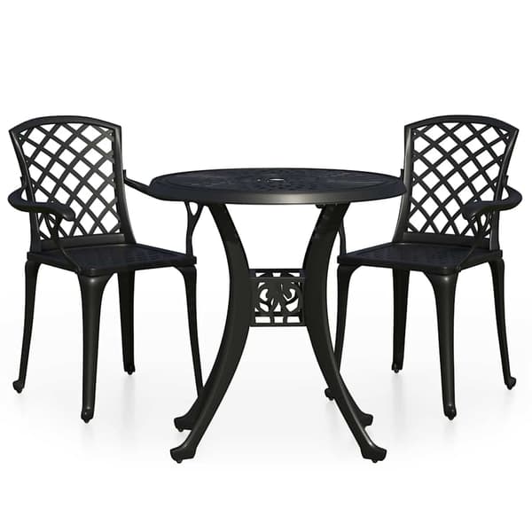 vidaXL 3-delt bistrosæt i aluminiumslegering, sort