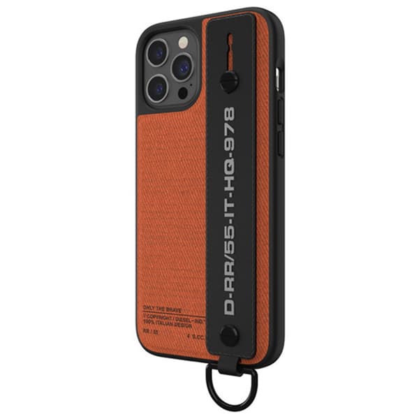 Diesel Handstrap Cover Utility Twill til iPhone 12 Pro Max Sort og Orange