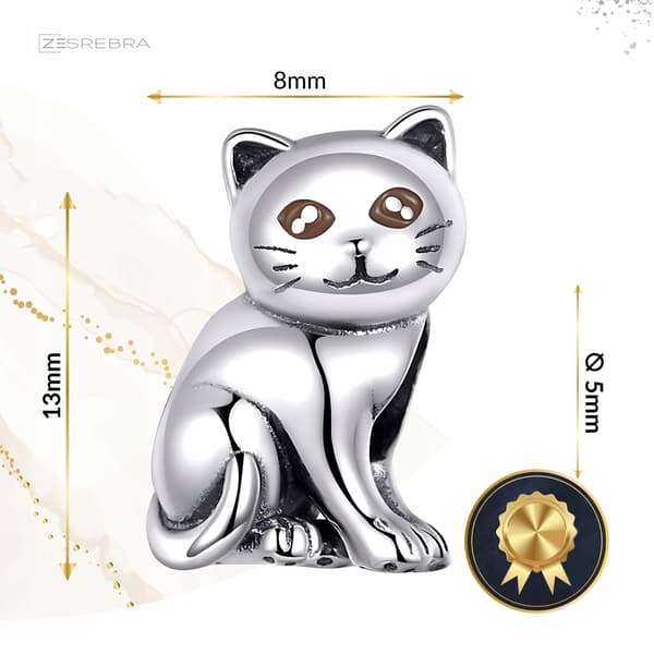Berlocker silver 925 silver KATT hänge silverpärla katt berlocker 925