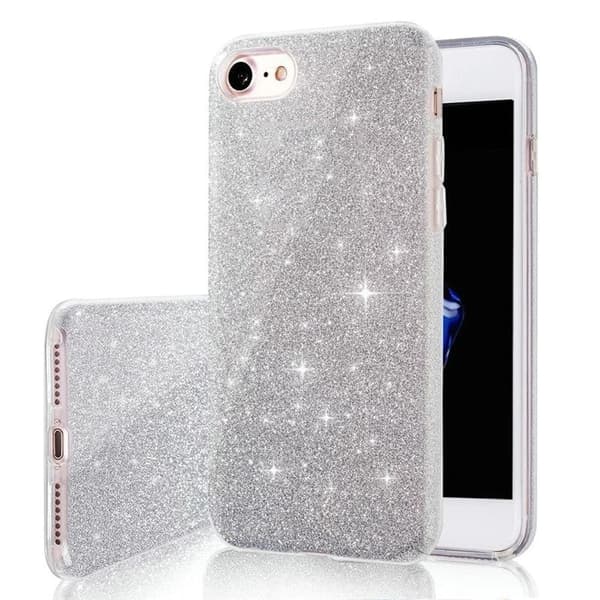 Etui til IPHONE 13 GLITTER 3i1 GLITTER SØLV BAGSIDEN + GLAS