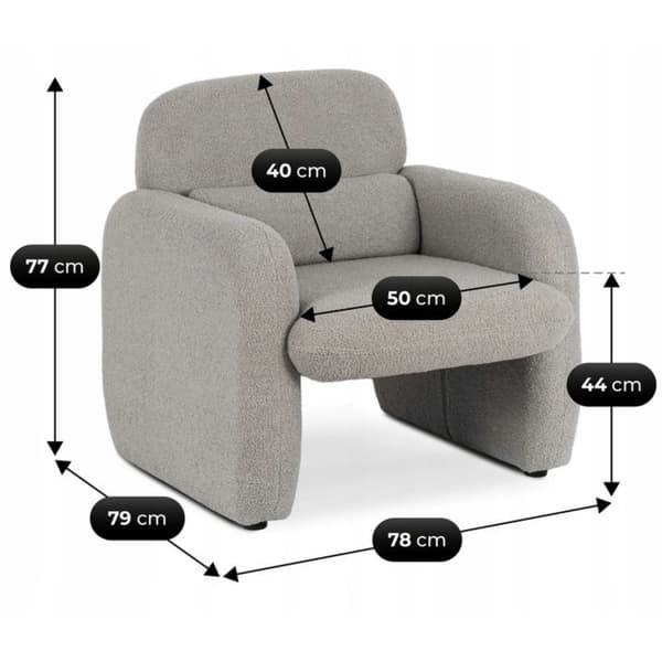 TOGO Grå Boucle Moderne Lounge Lænestol