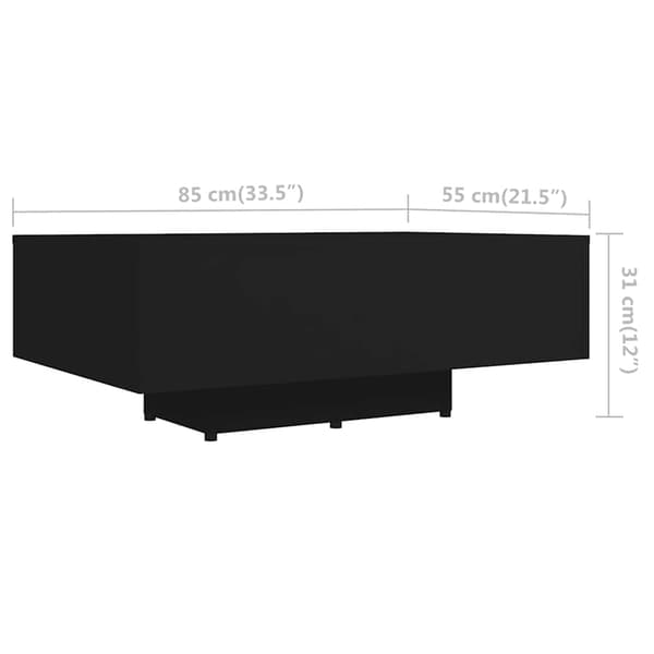 vidaXL sofabord, sort, 85x55x31, spånplade