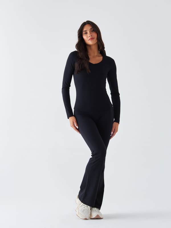 Svarta utsvängda leggings - Morning Dew L