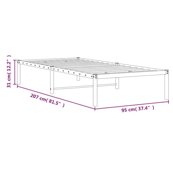 vidaXL metalsengestel sort 90x200 cm
