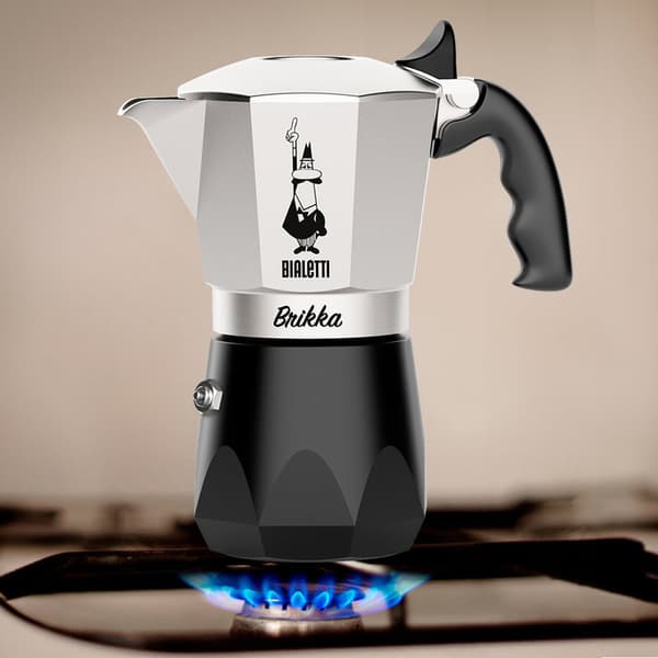 Bialetti Brikka 4-kops kaffemaskine 170 ml sølv og sort