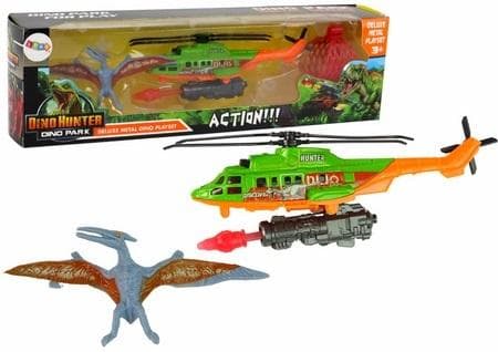 Helikopteri kuljettaa dinosaurusta