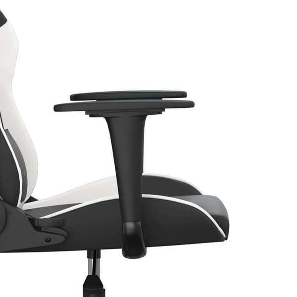 vidaXL massage-gamingstol, sort og hvid, kunstlæder