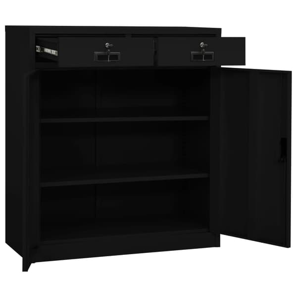 vidaXL kontorskab sort 90x40x102 cm stål