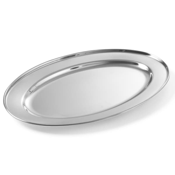 Stålfad til kød og pålæg, oval, længde 30 cm - Hendi 404201