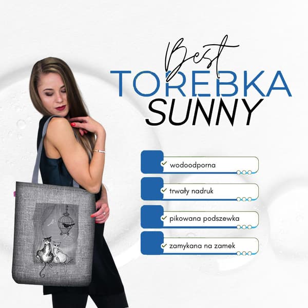 SUNNY lærredstaske - To katte