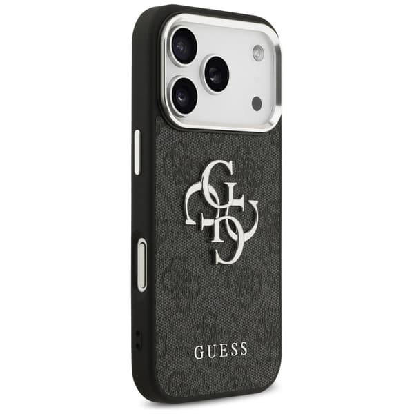 Guess 4G Big 4G Classic Logo-cover til iPhone 17 Pro, sort sølv