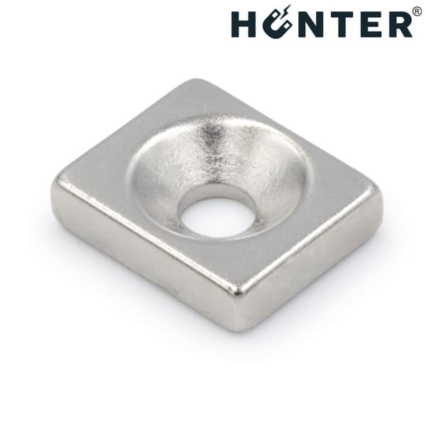 Neodymplattmagnet med skruvhål 12x10x3 mm rektangulär Hunter