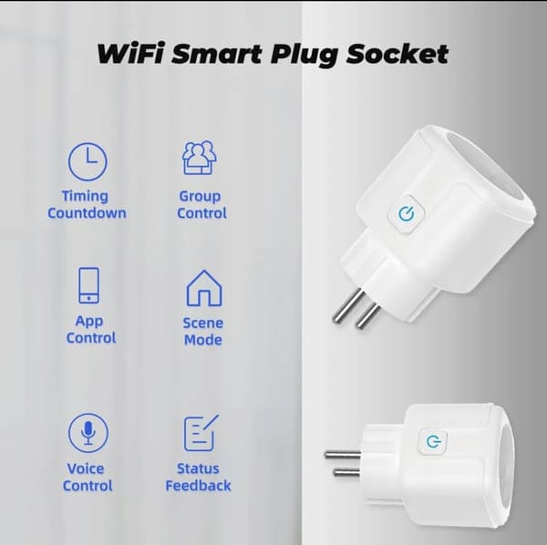 Sort Tuya Wifi-stikkontakt 20A, 3690 W, Wattmeter-stikkontakt - Programmør
