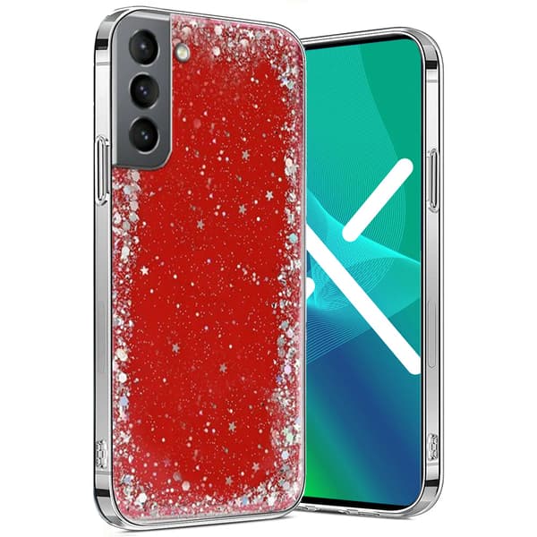 Samsung Galaxy S21 cover, glitrende, rød