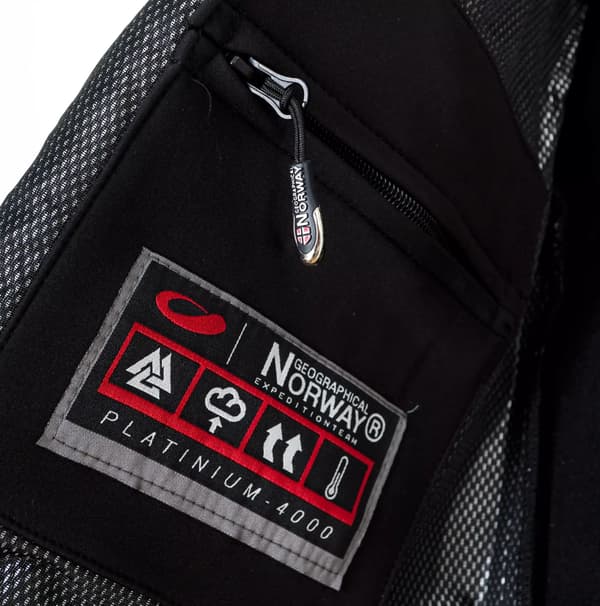 Geographical Norway Techno herrvinterjacka svart softshell vindtät vattentät huva S
