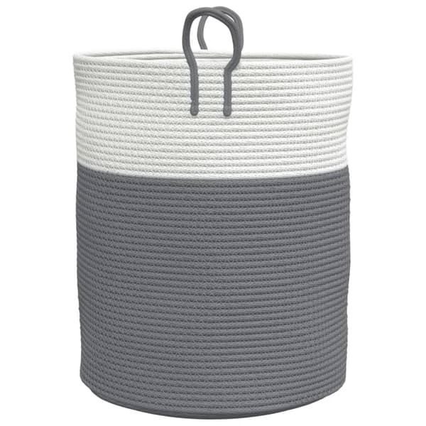 vidaXL Förvaringskorg grå och vit Ø38x46 cm bomull
