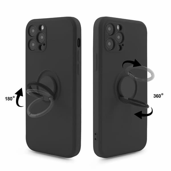 Etui til IPHONE 13 PRO Silikonering Sort Bagside + Glas