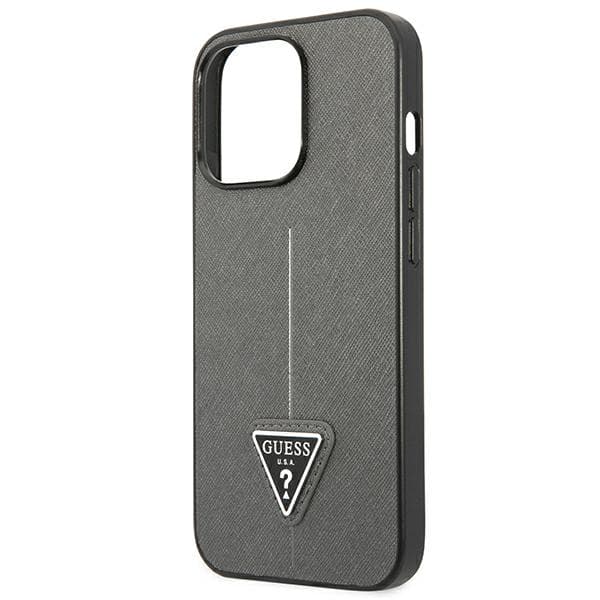 Guess Saffiano Triangle Logo-cover til iPhone 13 Pro / 13, sølv